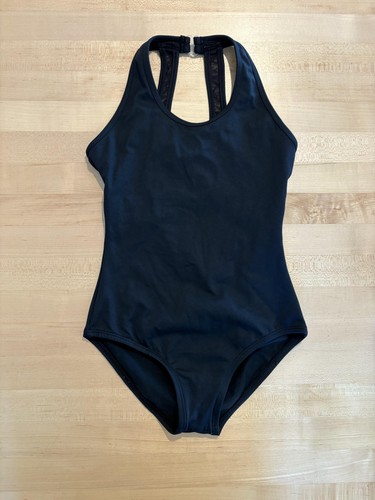 Basic Moves Leotard Girls 12/14 Black Dance Racerback Athletic Cutout Back