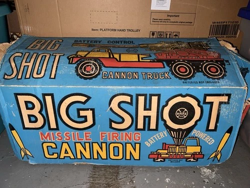 Vintage MARX BIG SHOT Missile Mobile Unit 1960s Man Cave Toy Launcher W/ Box