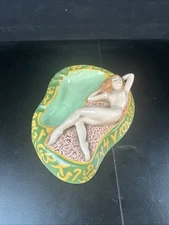 Vintage Art Deco Ceramic Large Cigar Ashtray 1977 Murelda Hurley Woman Design