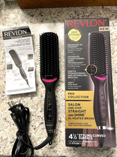 Revlon One-Step Straight  Shine Heated Brush Black Corded Hair Styler EUC