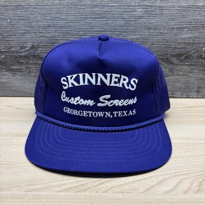 Vintage Skinners Custom Screens Hat Cap Snap Back Blue Trucker Georgetown Texas