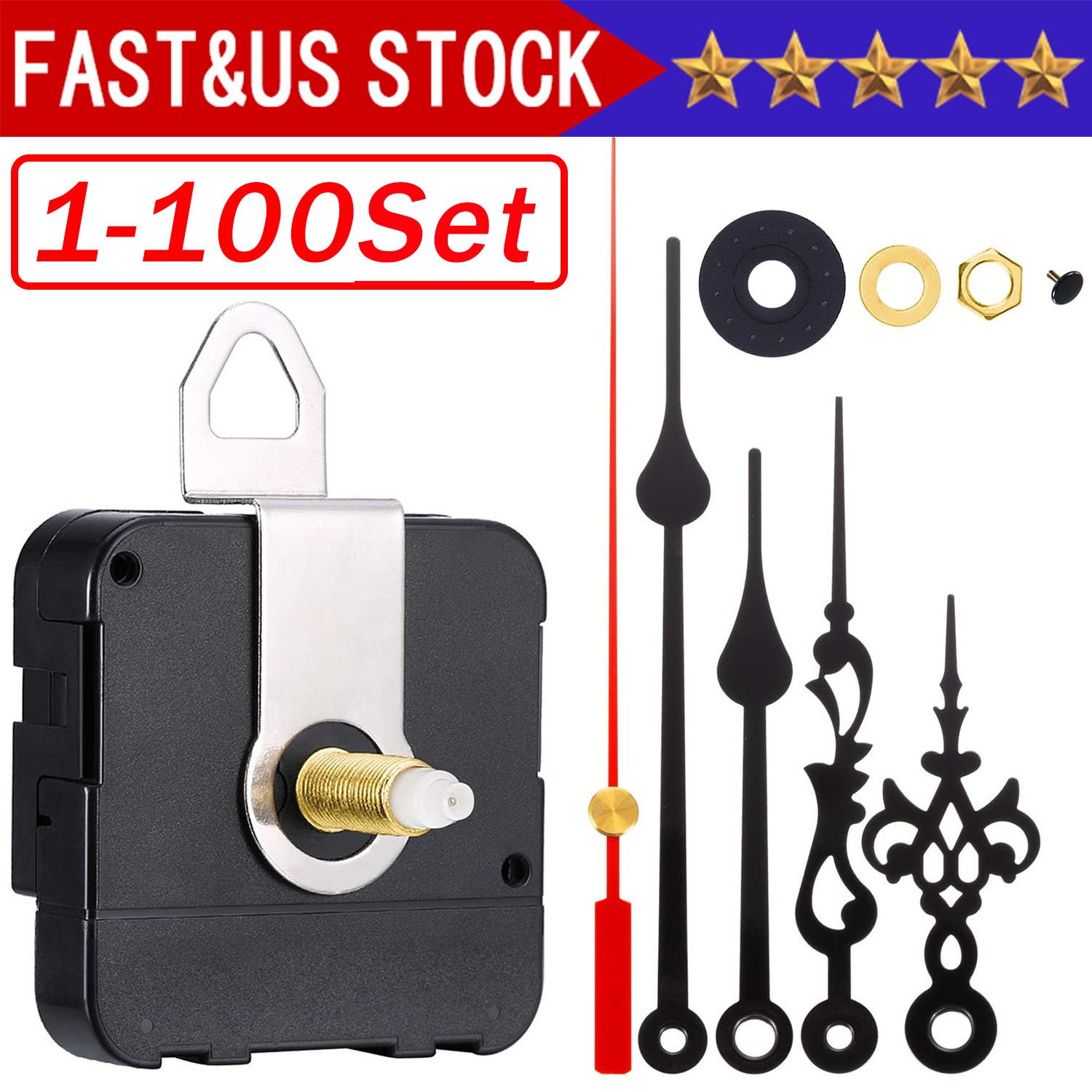 DIY Clock Parts Movement Quartz Mechanism Wall Replacement Repair Tool Hands Kit