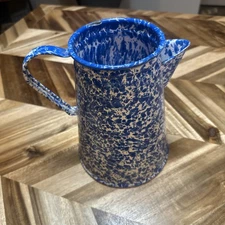 Crow Canyon Enamelware Pitcher, Blue & White