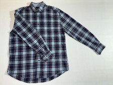VTG Tommy Hilfiger Men's Large Button-Down Blue Plaid Long Sleeve 100 Cotton
