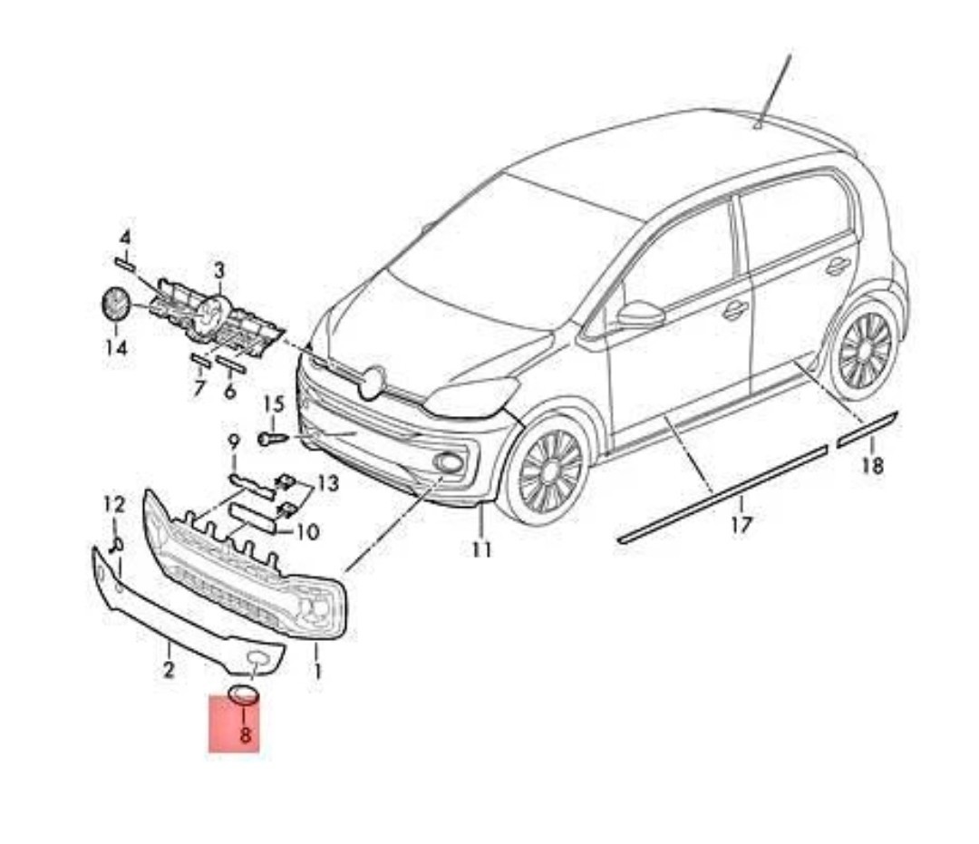 NEW GENUINE VOLKSWAGEN UP! E-UP! FRONT BUMPER CHROME RING RIGHT 1S0853102A2ZZ