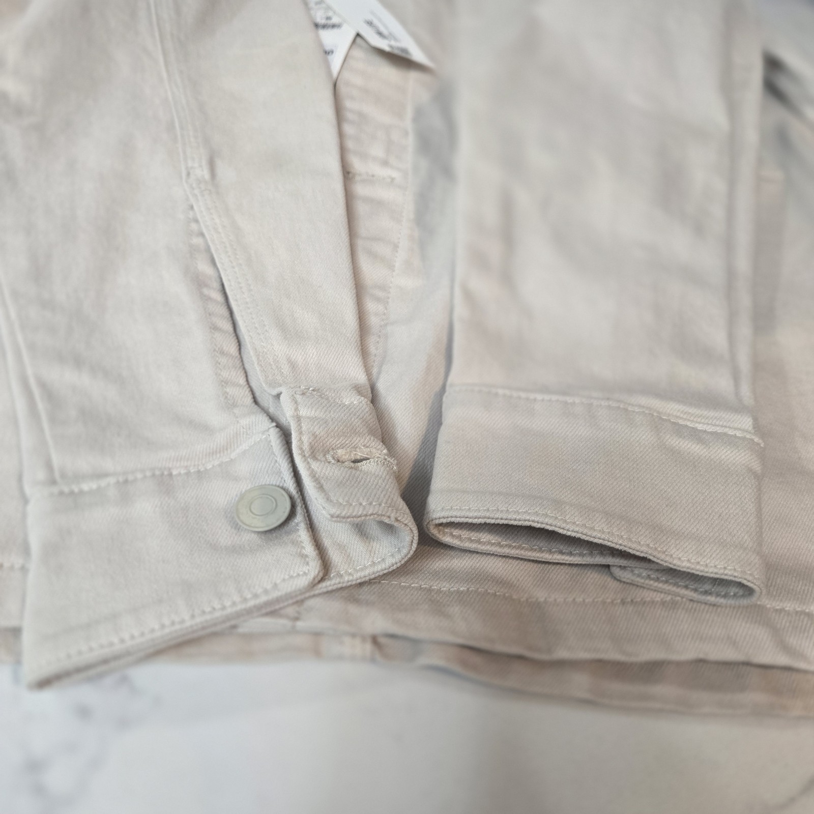 Zara Jacket Mens S Small Beige Denim Button Up Long Sleeve Collared Light Wash thumbnail 4