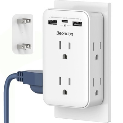 2 Prong to 3 Prong Outlet Adapter, Multi Plug Wall Outlet with 3 USB Ports (1...
