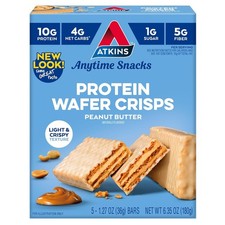 Atkins Peanut Butter Protein Wafer Crisps, Protein Dessert - 5 Count