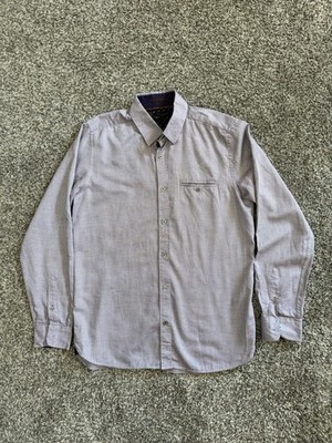 Ted Baker London Men s Size 3 Purple Micro Print Cotton Long Sleeve Shirt