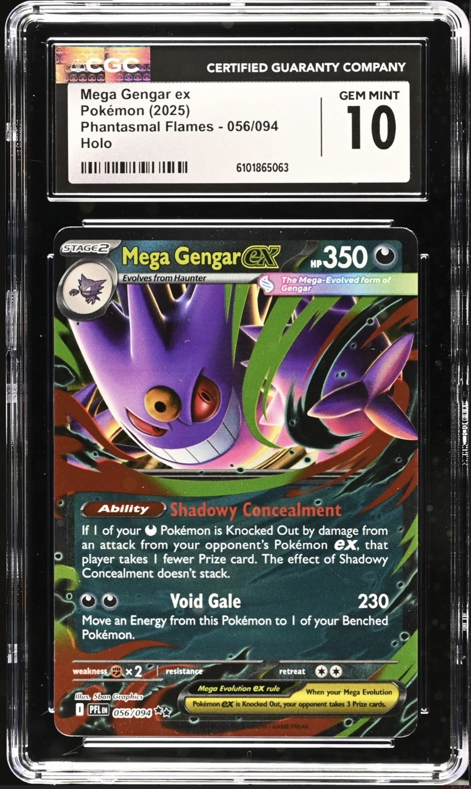 Mega Gengar ex Double Rare Holo CGC 10 Phantasmal Flames 056/094 Pokemon