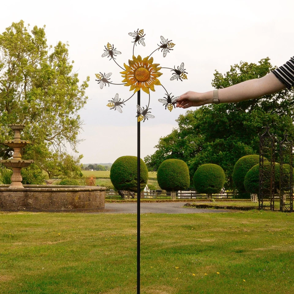 Bumble Bee and Sunflower Garden Spinner Spike Outdoor Ornament - Image 4 of 4