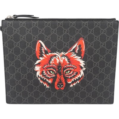 Gucci GG Monogram Wolf Clutch Evening Bag