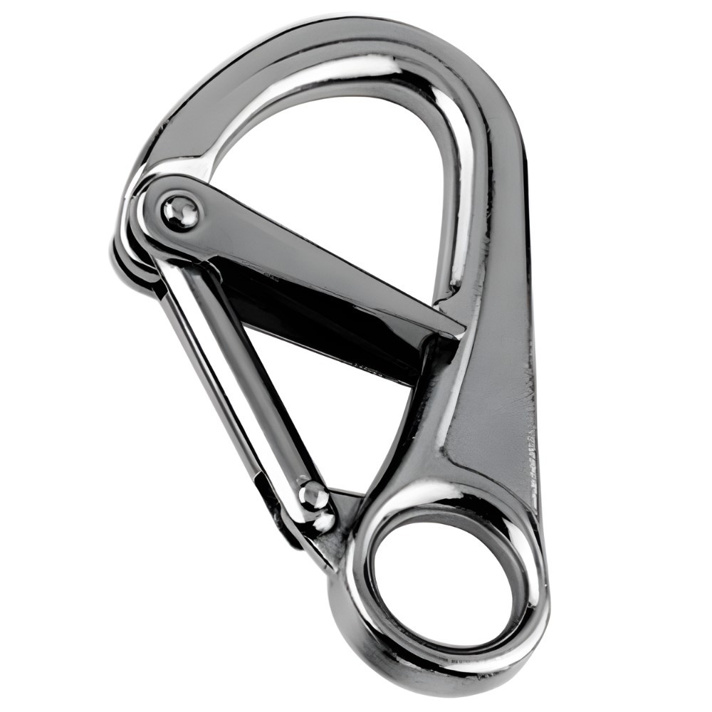 Safety spring hook with double locking latch. Marine grade stainless