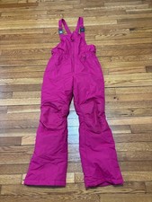 Lands' End Girls Snow Bibs Youth Sz 14 Pink Ski Overalls Pants Insulated Nylon
