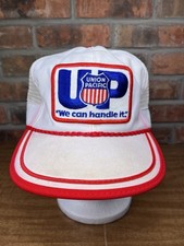 Vintage Union Pacific Railroad We Can Handle It USA Made White SnapBack Hat Mesh