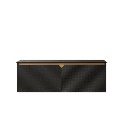 RUBEN 48'' Wall-Mounted Black Plywood Cabinet and Black Sintered Stone Countert