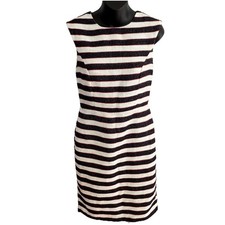 Banana Republic Women's Tweed Sheath Dress Size 2 White Black Striped Sleeveless