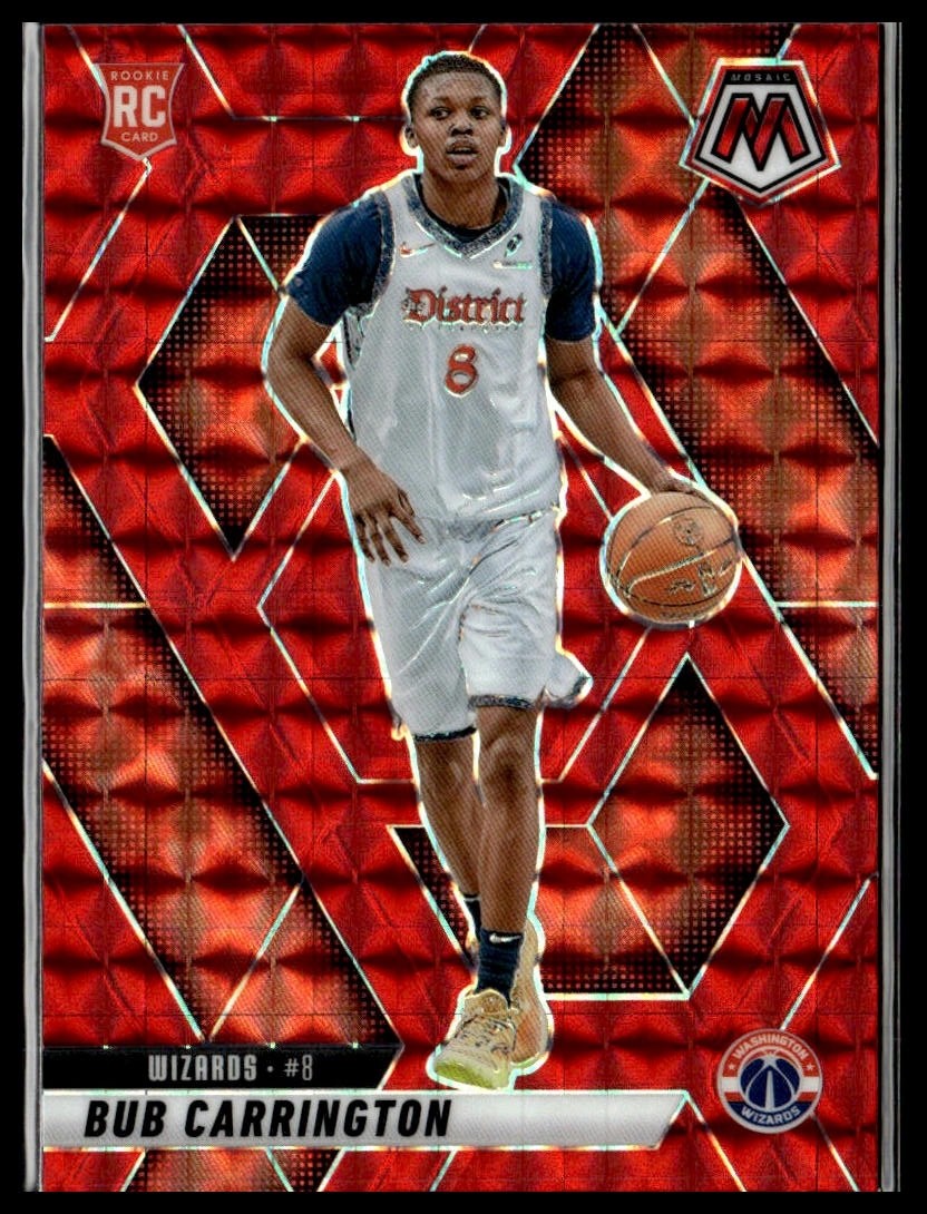 2024-25 Panini Mosaic 206 Bub Carrington Washington Wizards RC Red Prizm