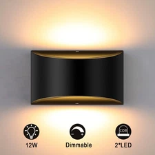 Modern LED Wall Sconce Indoor Up Down Wall Lamp Dimmable Wall Lights 12W