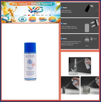AESUB Blue 3D Scanner Spray 400ml No Residue for Reflective Transparent Surfaces