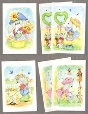 Gray Bunny Rabbit Blank Note Cards, Barrington Studios, Michael Abrams, Spring