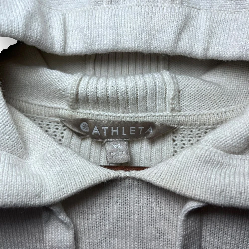 OFF WHITE Maglione Athleta fine lana merino XS panna Verona Auberge felpa con cappuccio tempo libero