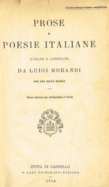 Prose E Poesie Italiane Luigi Morandi 1914 Ebay