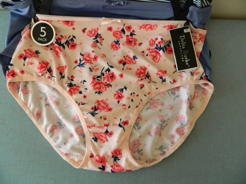 Nuevo DELTA BURKE BRIEPS Lencería Íntima 5 piezas Azul Rosa Azul Marino Talla Grande 1X Foto 2 de 4