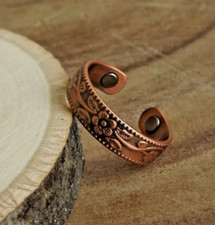 Ladies Pure Copper Magnetic Ring Arthritis Adjustable Copper Ring Flower Ring