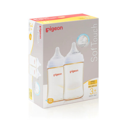 Pigeon Softouch PPSU Wide Neck Bottle Twin Pack BPA & BPS Free 240ml