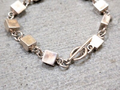 Vintage Taxco Sterling Silver Bracelet Square Chain Link Mexico