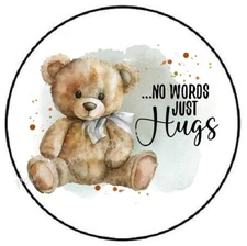 NO WORDS JUST HUGS BEAR ENVELOPE SEALS LABELS STICKERS PARTY FAVORS