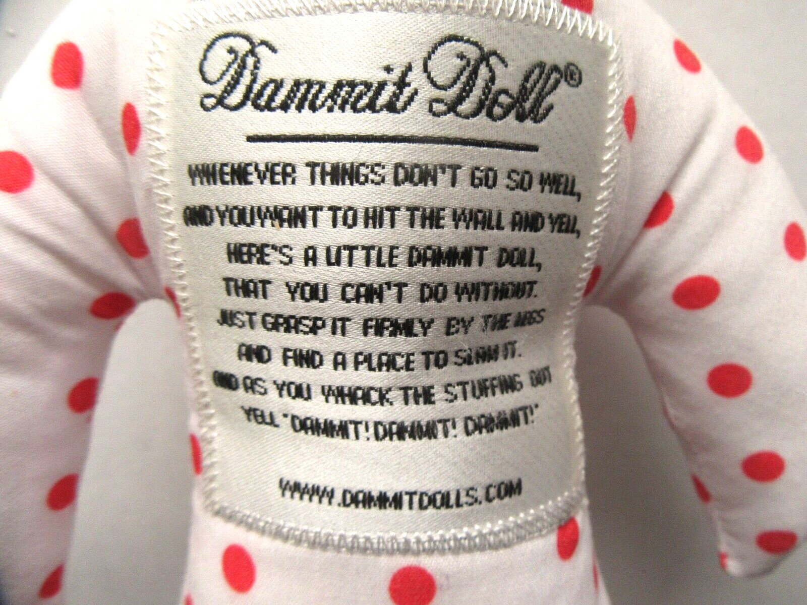 Dammit Doll 12" Red Polka Dots "Grab It & Slam It Dammit"  We Combine Shipping!!
