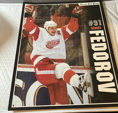 DETROIT RED WINGS 10 X 13 COLL CARD PHOTO SERGEI FEDOROV DETROIT FREE PRESS