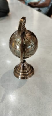 Antique 2'' Brass World Map Sphere Full Brass Globe Table Top Home Decor GIFT