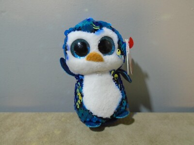 TY FLIPPABLES PAYTON PENGUIN CLIP ON BACKPACK 3.5  PLUSH (KC165)