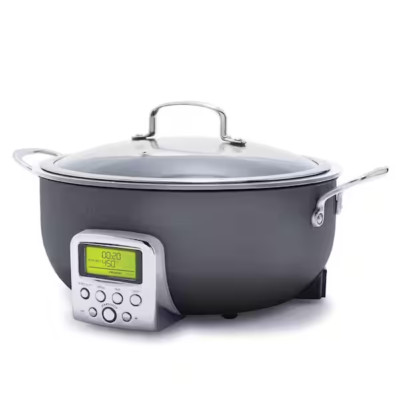 GreenPan Elite Essential Smart Electric 6 QT Skillet STEAMER & TOOL NEW-GRAPHITE