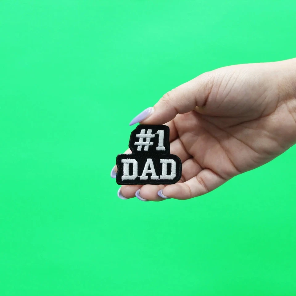 #1 Dad Hat Patch Proud Parent Embroidered Iron On - Image 2 of 3