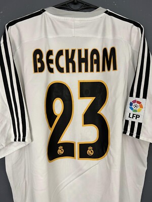 MENS FC REAL MADRID 2004/2005 DAVID BECKHAM SOCCER FOOTBALL SHIRT