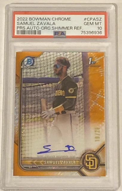 2022 Bowman Chrome Samuel Zavala Orange Shimmer Refractor Auto /25 PSA 10 GEM MT