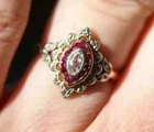 Vintage Art Deco Style Lab Created Diamond Engagement 14K Yellow Gold FN Ring