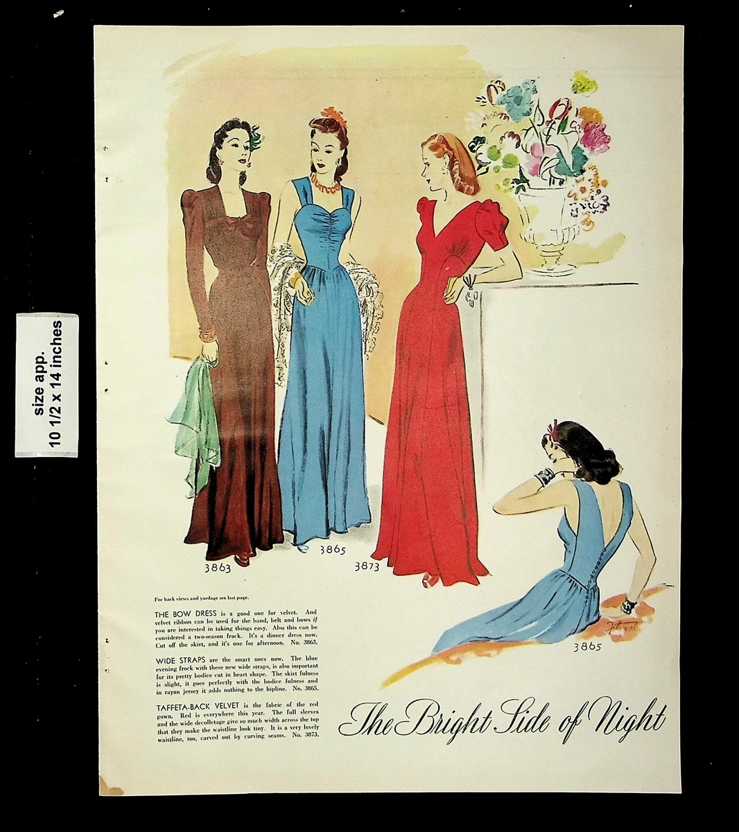 1940 Bright Side Women s Fashion Dresses Vintage Fashion Print