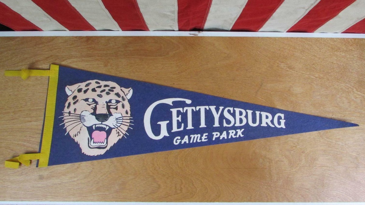 Vintage 1960s Gettysburg Game Park Wool Felt Souvenir Pennant 27