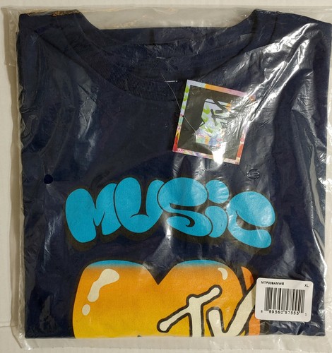MTV t-Shirt 80s 90s Style Retro Music Television Logo Navy Blue Men's Small-2XL - Picture 2 of 3
