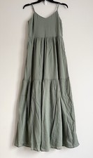Gap Women’s Sage Green V-Neck Spaghetti Straps Tiered Long Dress Size 00 NWT