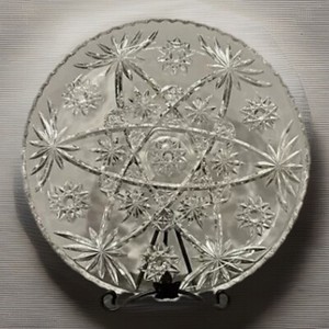 Anchor Hocking Round Tray Platter "Star Of David" 13.5" Vintage Clear Glass