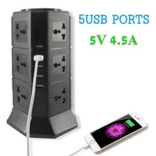 USB Power Strip Vertical 8/12 EU/UK/US/AU Plug Universal,Charger Surge Protector