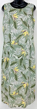 Tropical Breeze Women Dress Size Large Olive Floral Sleeveless Round Neck Midi