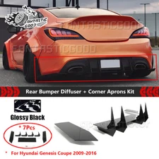 For Hyundai Genesis Coupe 2009-16 Black Rear Bumper Diffuser + Corner Aprons Kit