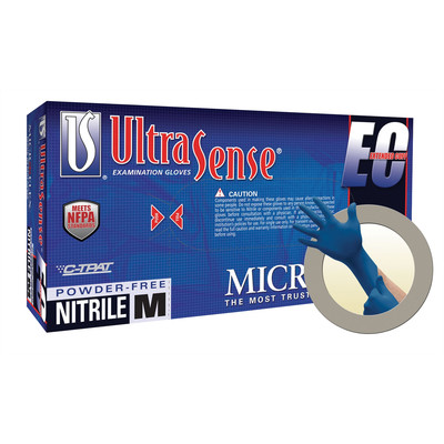 Microflex USE880L Ultrasense EC Nitrile Gloves, Extended Cuff, L (100)